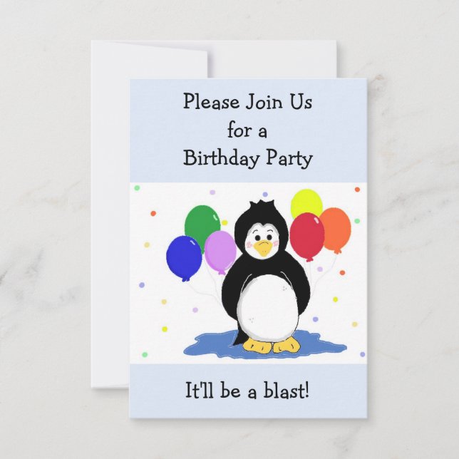 Invitation Carton d'invitation d'anniversaire Pingouin et Bal (Devant)
