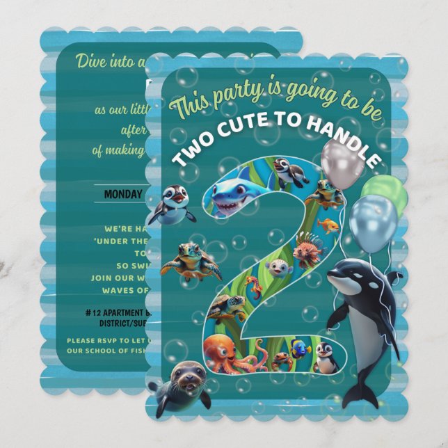 Invitation Carton d'invitation d'anniversaire plat à bordure  (Devant / Derrière)