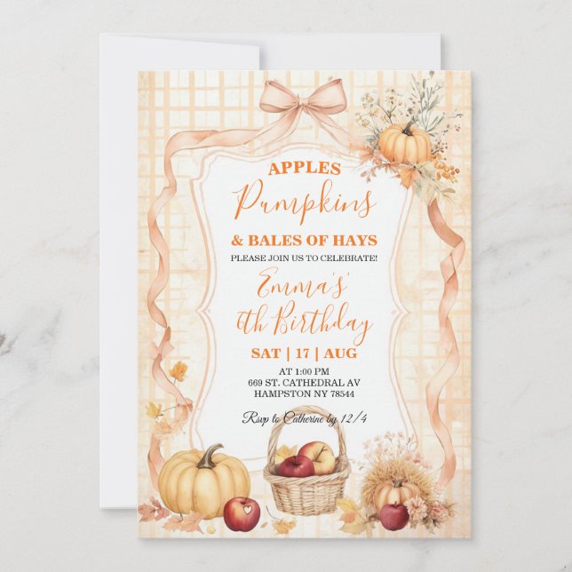 Invitation Carton d'invitation d'anniversaire Pommes Citrouil (Devant)
