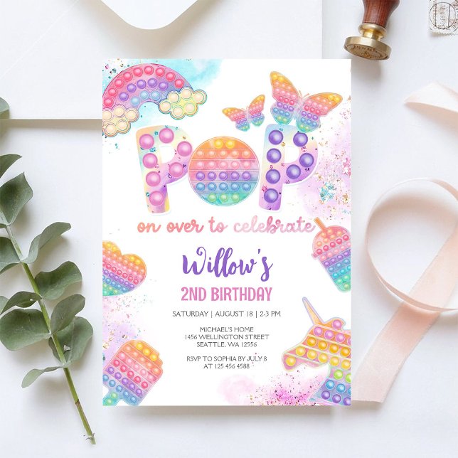 Invitation Carton d'invitation d'anniversaire Pop It (Créateur téléchargé)