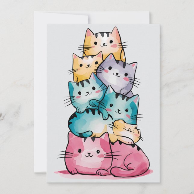 Invitation Carton d'invitation d'anniversaire pour chats arc- (Devant)