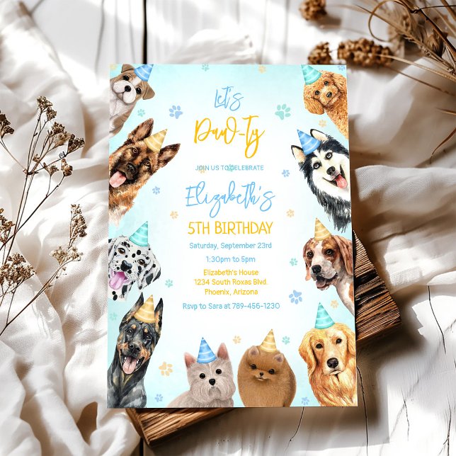 Invitation Carton d'invitation d'anniversaire pour chien Let' (Créateur téléchargé)