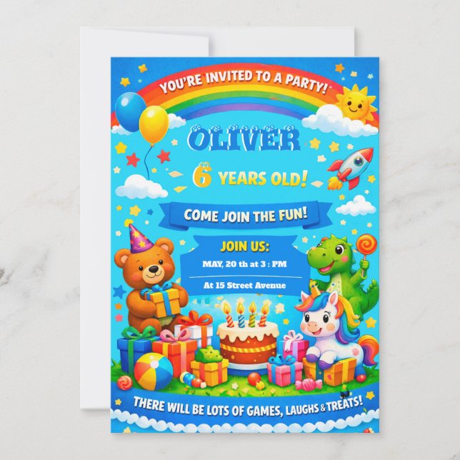 Invitation Carton d'invitation d'anniversaire pour enfants (Devant)