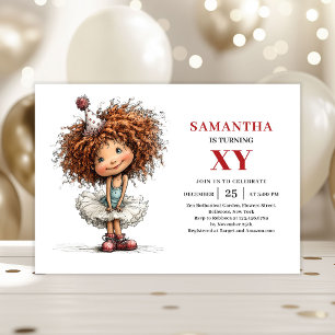 Invitation Carton d'invitation d'anniversaire pour fille capr