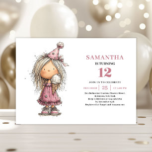 Invitation Carton d'invitation d'anniversaire pour fille capr