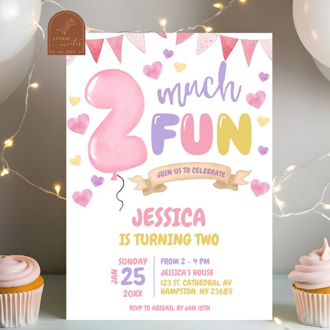 Invitation Carton d'invitation d'anniversaire pour fille Two  (Créateur téléchargé)