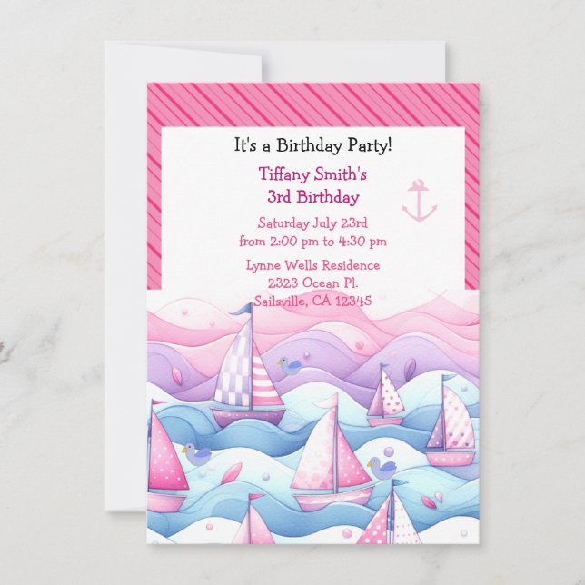 Invitation Carton d'invitation d'anniversaire pour filles aux (Devant)