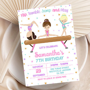Invitation Carton d'invitation d'anniversaire pour gymnastiqu