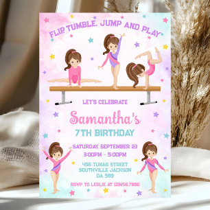 Invitation Carton d'invitation d'anniversaire pour gymnastiqu