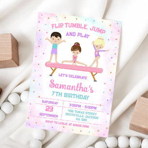 Invitation Carton d'invitation d'anniversaire pour gymnastiqu