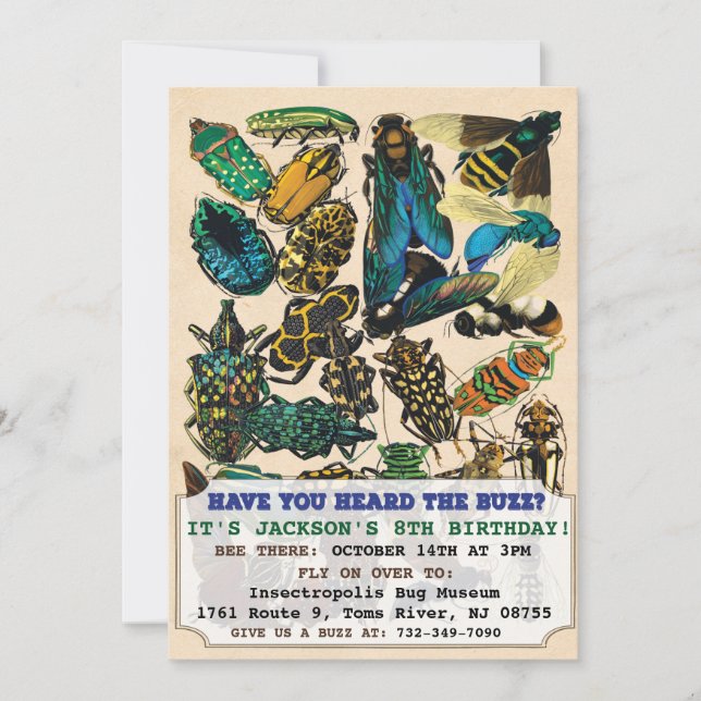 Invitation Carton d'invitation d'anniversaire pour insecte (Devant)