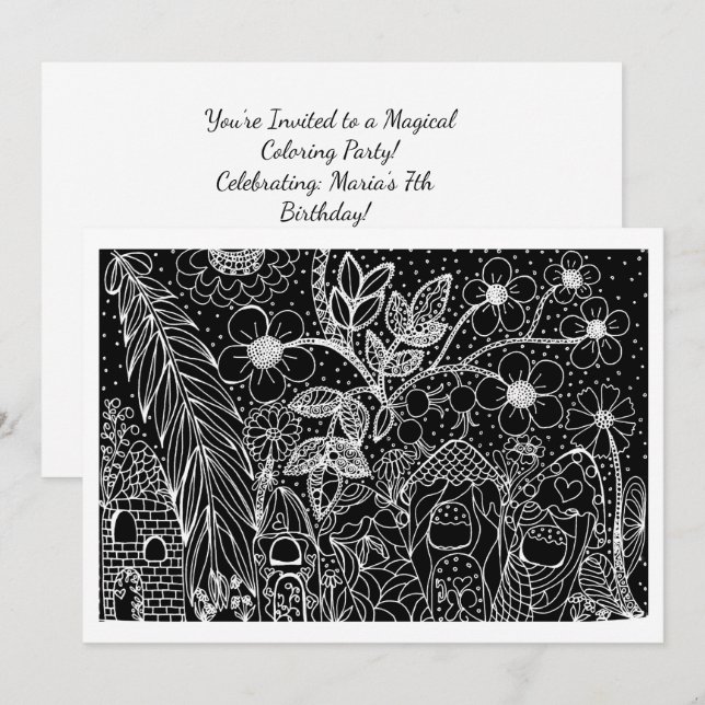 Invitation Carton d'invitation d'anniversaire pour le Jardin  (Devant / Derrière)