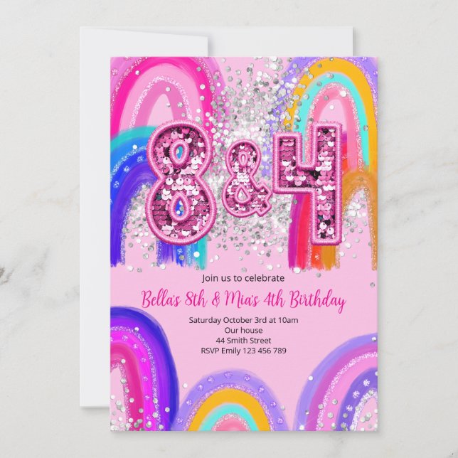Invitation Carton d'invitation d'anniversaire pour les 8 ans  (Devant)