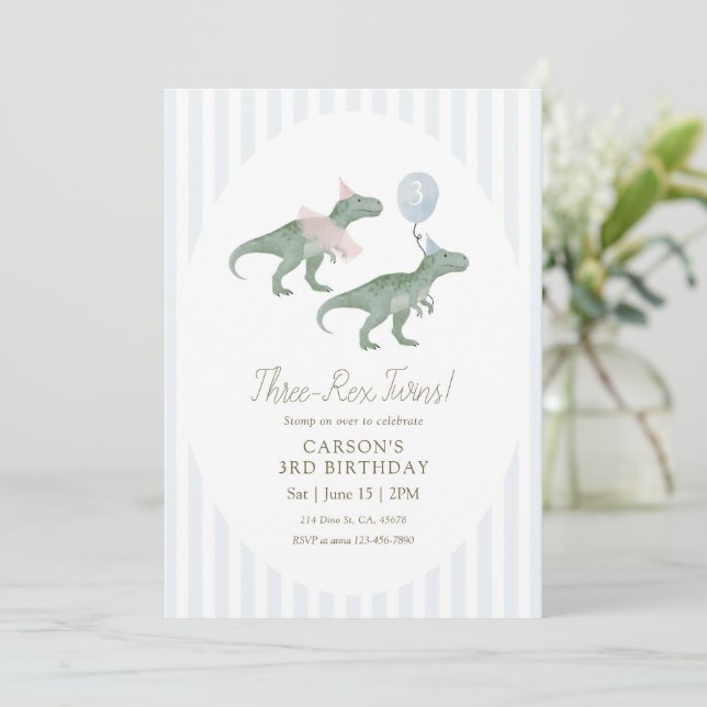 Invitation Carton d'invitation d'anniversaire pour les jumeau (Debout devant)