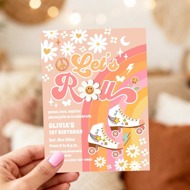 Invitation Carton d'invitation d'anniversaire pour patins à r (Créateur téléchargé)