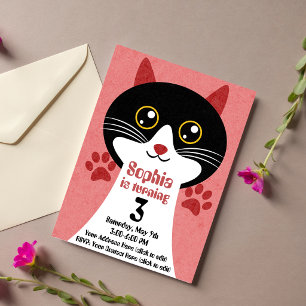 Invitation Carton d'invitation d'anniversaire pour une chatte