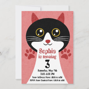 Invitation Carton d'invitation d'anniversaire pour une chatte