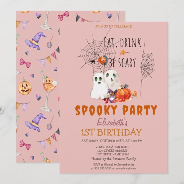 Invitation Carton d'invitation d'anniversaire pour une fête f (Devant / Derrière)