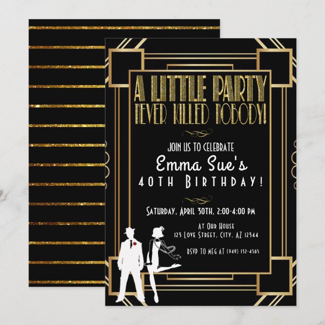 Invitation Carton d'invitation d'anniversaire pour une soirée (Devant / Derrière)