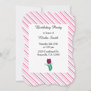 Invitation Carton d'invitation d'anniversaire rayures chic et