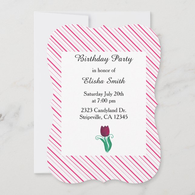 Invitation Carton d'invitation d'anniversaire rayures chic et (Devant)