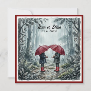 Invitation Carton d'invitation d'anniversaire Red Umbrella Ra