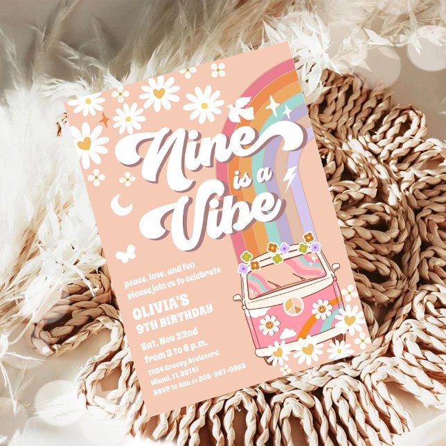 Invitation Carton d'invitation d'anniversaire Retro Daisy Rai (Créateur téléchargé)
