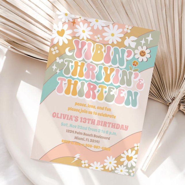 Invitation Carton d'invitation d'anniversaire rétro Daisy Rai (Créateur téléchargé)
