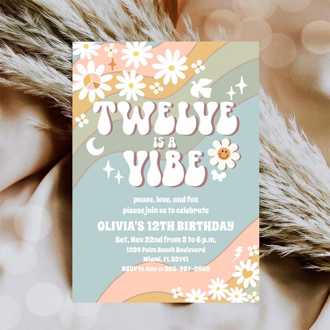 Invitation Carton d'invitation d'anniversaire rétro groovy Da (Créateur téléchargé)