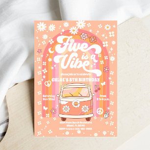 Invitation Carton d'invitation d'anniversaire rétro hippie