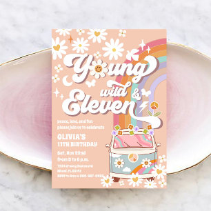 Invitation Carton d'invitation d'anniversaire rétro hippie