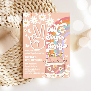 Invitation Carton d'invitation d'anniversaire rétro hippie