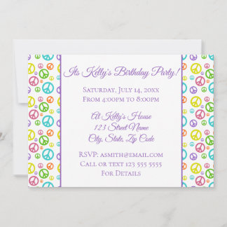 Invitation Carton d'invitation d'anniversaire rétro multicolo