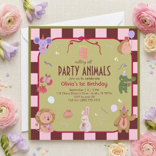 Invitation Carton d'invitation d'anniversaire safari Animaux