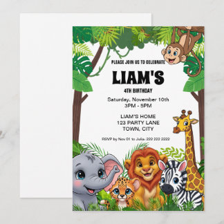 Invitation Carton d'invitation d'anniversaire Safari Jungle 1