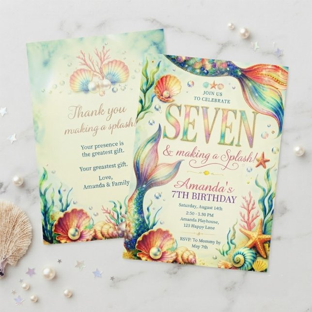 Invitation Carton d'invitation d'anniversaire Seven Making a  (Créateur téléchargé)