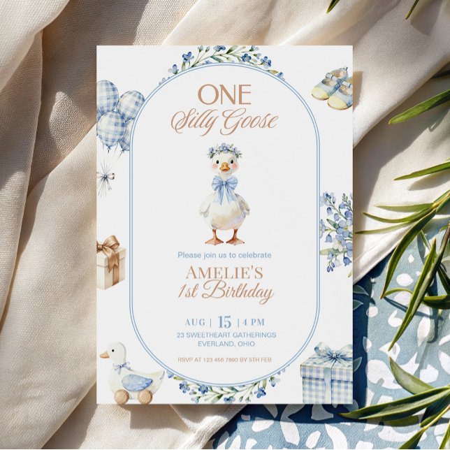 Invitation Carton d'invitation d'anniversaire Silly Goose à f (Créateur téléchargé)