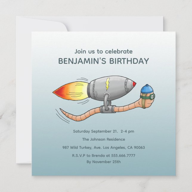 Invitation Carton d'invitation d'anniversaire Speedy Rocket W (Devant)