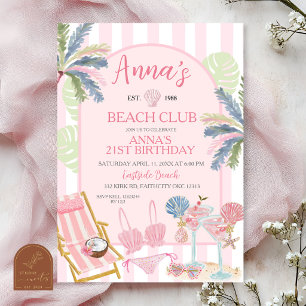 Invitation Carton d'invitation d'anniversaire Stripes Preppy