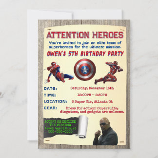 Invitation Carton d'invitation d'anniversaire Super-héros uni