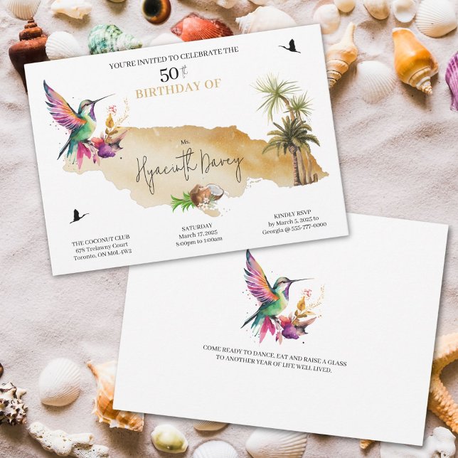 Invitation Carton d'invitation d'anniversaire sur le thème ja (Island theme birthday Invitation for your next sunny theme party)