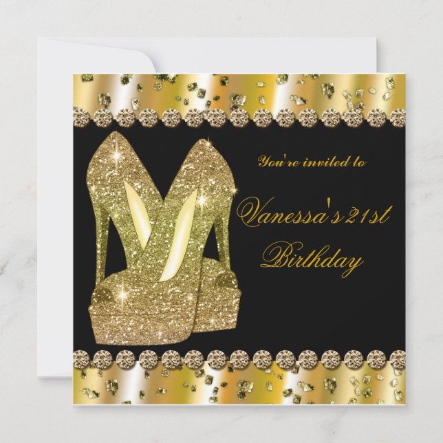 Invitation Carton d'invitation d'anniversaire talons hauts pa (Devant)