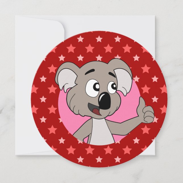 Invitation Carton d'invitation d'anniversaire tête de koala (Devant)