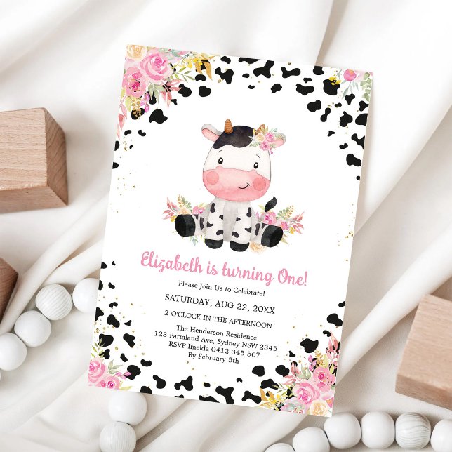 Invitation Carton d'invitation d'anniversaire Vache sacrée (Créateur téléchargé)