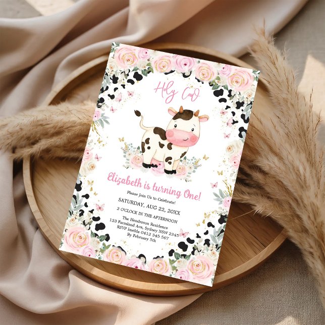 Invitation Carton d'invitation d'anniversaire Vache sacrée (Créateur téléchargé)
