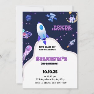 Invitation Carton d'invitation d'anniversaire Violet Pourpre 