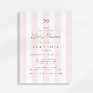 Invitation Carton d'invitation de baby shower à rayures audac