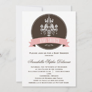 Invitation Carton d'invitation de Baby Shower au lustre Orné