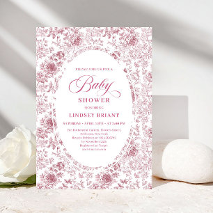Invitation Carton d'invitation de baby shower aux roses flora