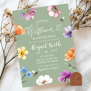 Invitation Carton d'invitation de Baby Shower Fleur de Sauge